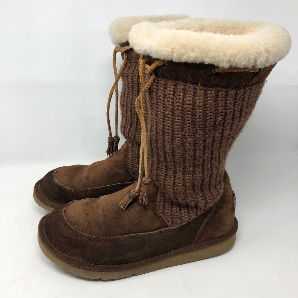 UGG Australia Brown Suede Knit Winter Boots 9